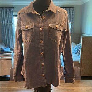 CAbi Brown Casual Button Down Shirt Relaxed Fit